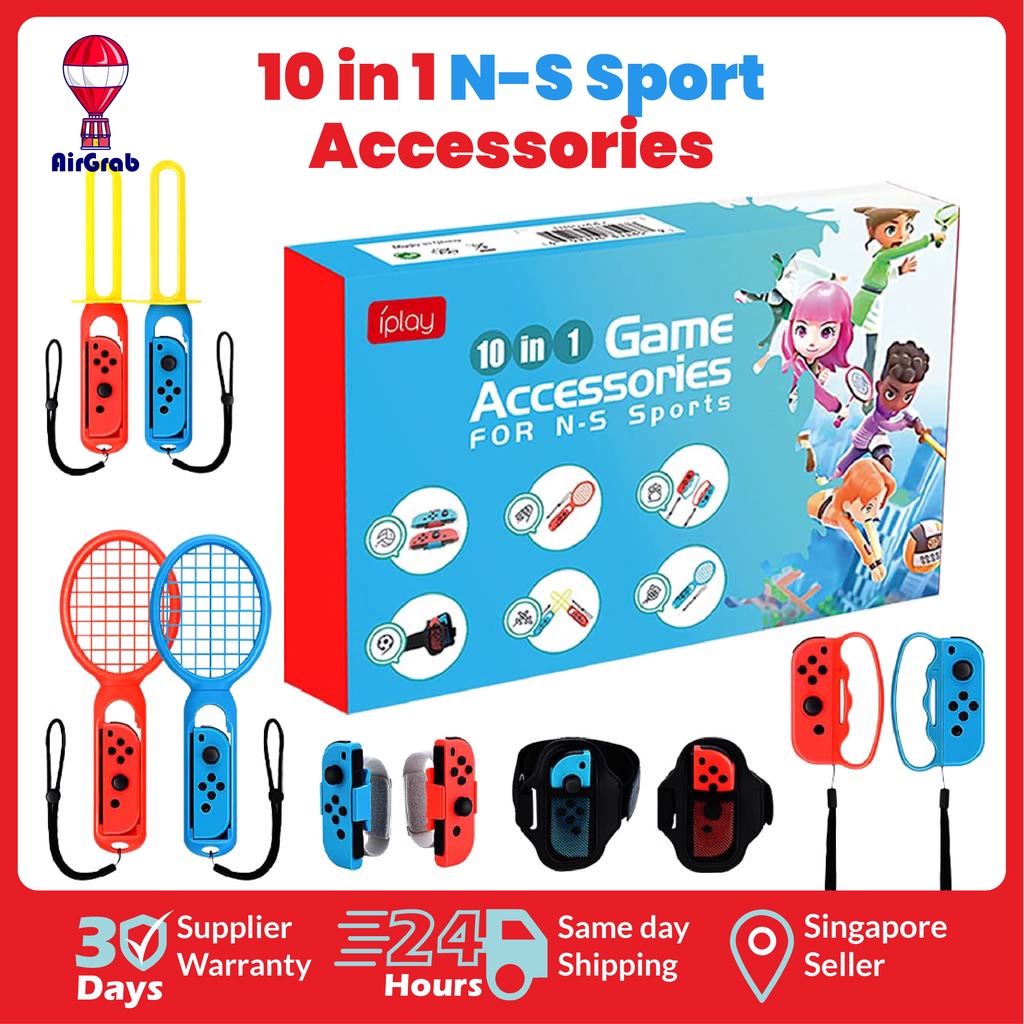 10 In 1 For Nintendo Switch Sports Control Accessories Motion Set Joy-con Wristband/Tennis Racket/Leg Strap [SG Seller]