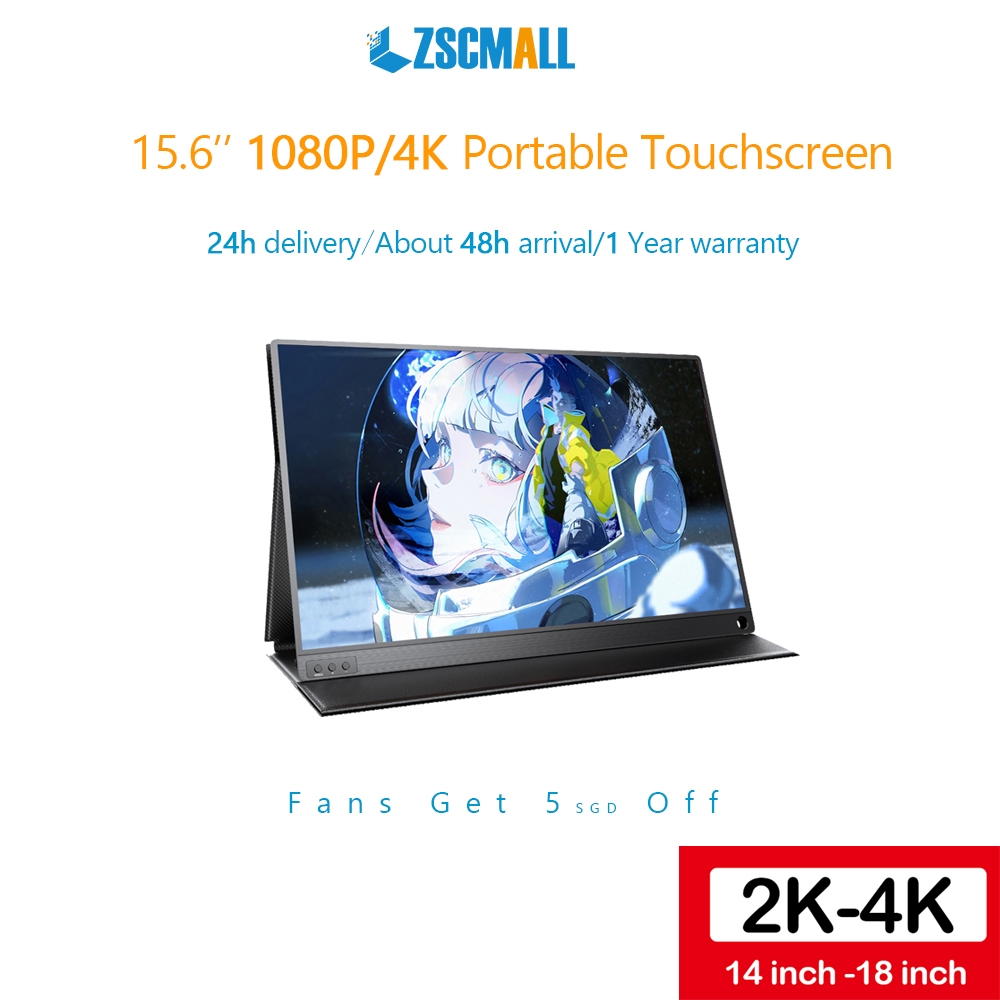 ZSCMALL Portable Monitor for Laptop 14/15.6/16.1 inch 1080P/2K/Touchscreen/144Hz IPS