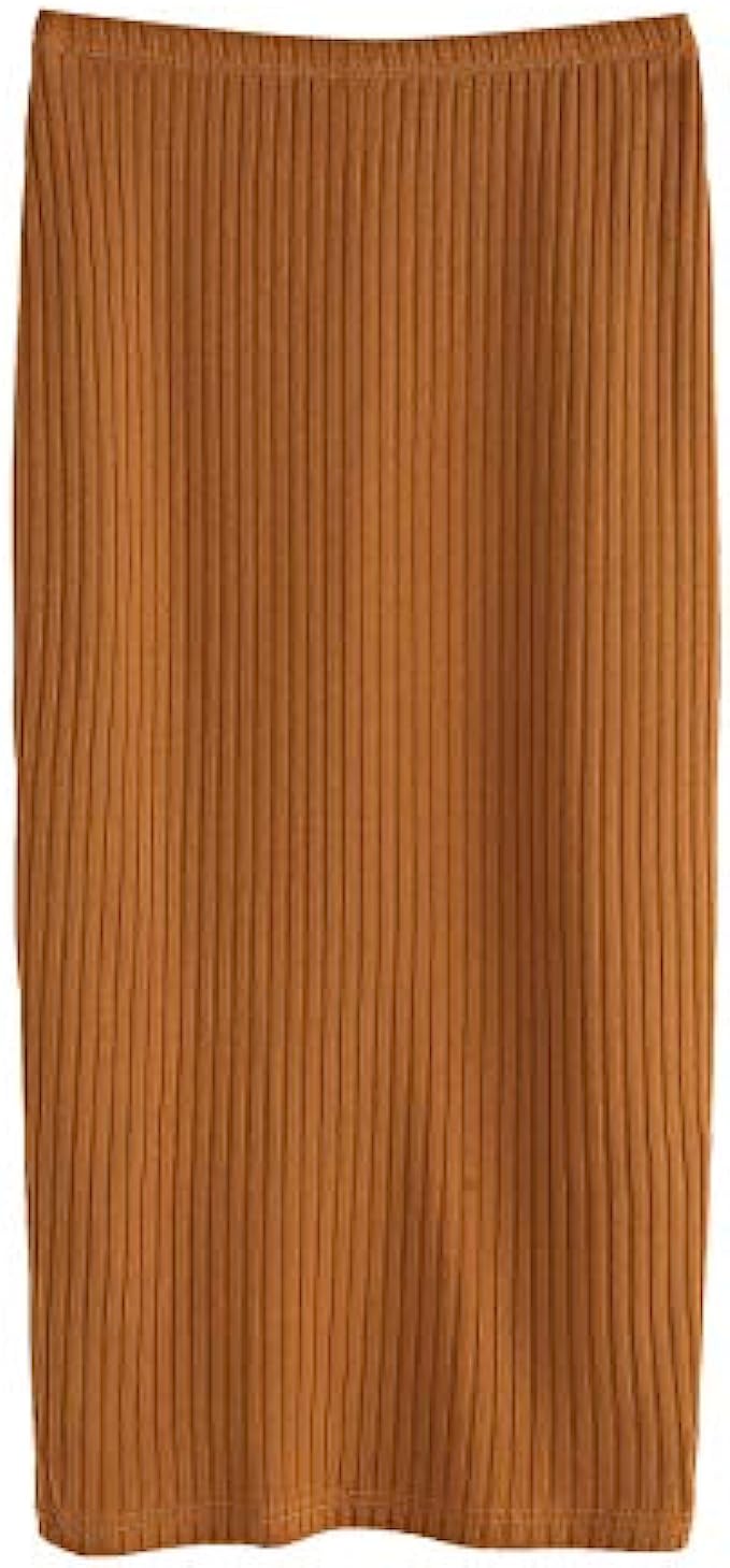 SheIn Women's Basic Plain Stretchy Ribbed Knit Split Full Length Skirt
