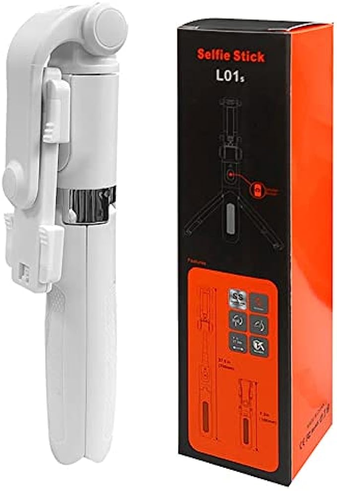 VITTENELENT Portable Selfie Stick Phone Tripod with Wireless Remote for 4''-6.8'' iPhone and Android Smartphones (White)