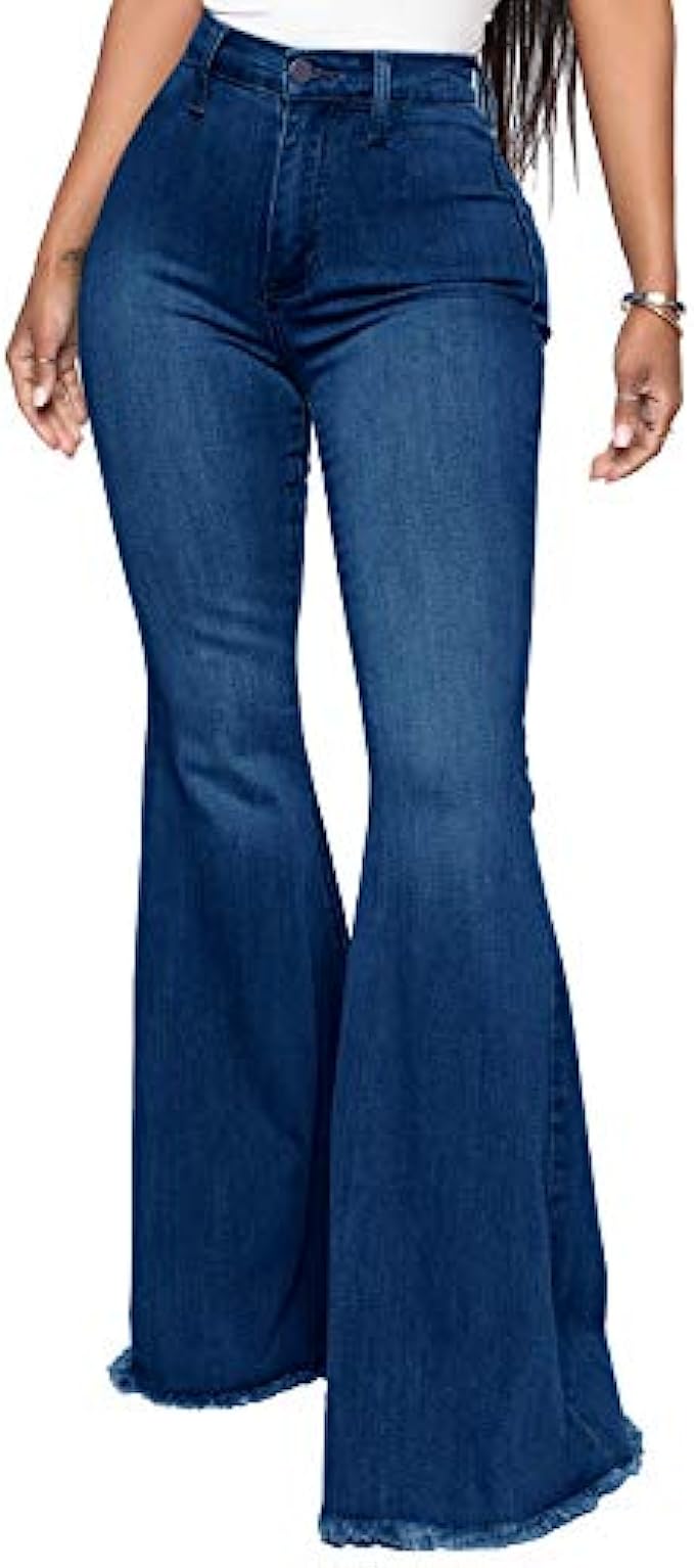 YouSexy Women's Flare Bell Bottom Jeans Destroyed Flare Denim Pants 70s Outfits for Women